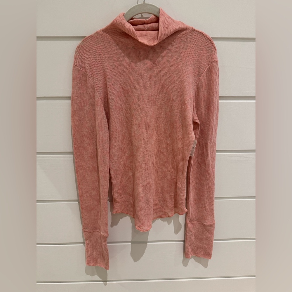 Intimately Free People Turtleneck Top in Rose Pink (burnout floral) NWT Sz M